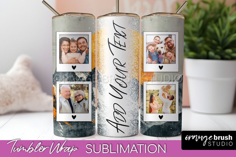 Photo Tumbler Wrap, Boho Family Frame Tumbler Sublimation example image 1
