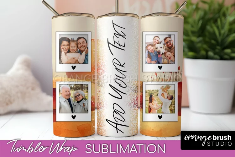 Photo Tumbler Wrap, Boho Family Frame Tumbler Sublimation