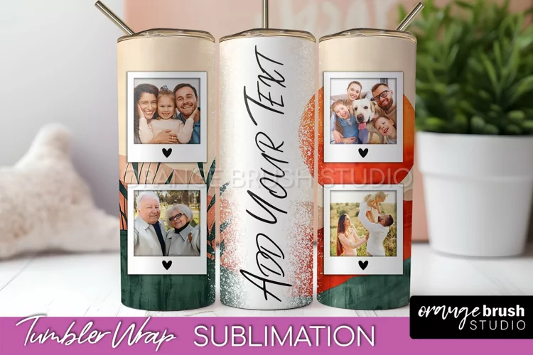 Photo Tumbler Wrap, Boho Family Frame Tumbler Sublimation