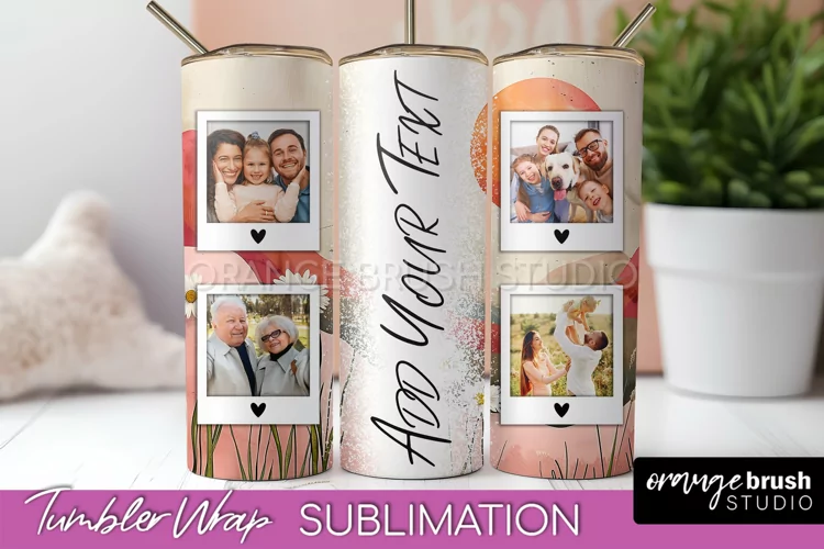 Photo Tumbler Wrap, Boho Family Frame Tumbler Sublimation