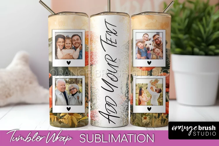 Photo Tumbler Wrap, Boho Family Frame Tumbler Sublimation