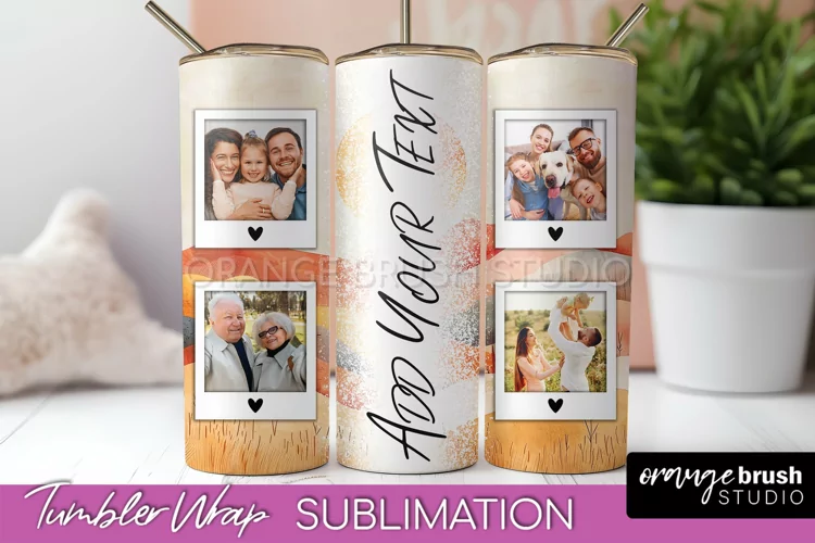 Photo Tumbler Wrap, Boho Family Frame Tumbler Sublimation