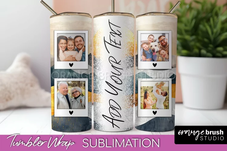 Photo Tumbler Wrap, Boho Family Frame Tumbler Sublimation