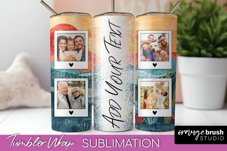 Photo Tumbler Wrap, Boho Family Frame Tumbler Sublimation