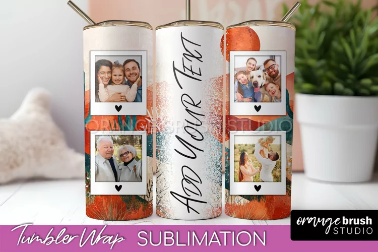 Photo Tumbler Wrap, Boho Family Frame Tumbler Sublimation