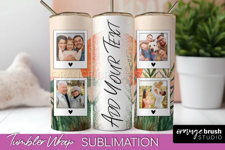 Photo Tumbler Wrap, Boho Family Frame Tumbler Sublimation