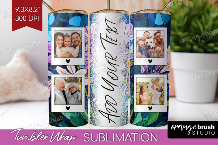 Stained Glass Photo Tumbler PNG - Flowers Picture Tumbler