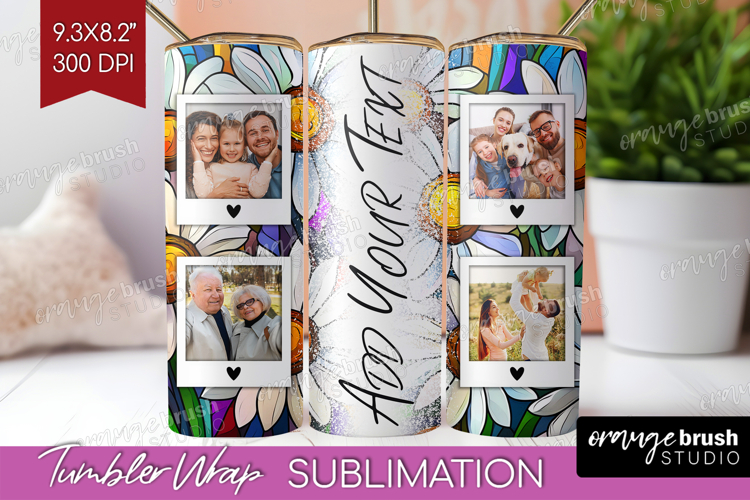 Stained Glass Photo Tumbler PNG - Flowers Picture Tumbler