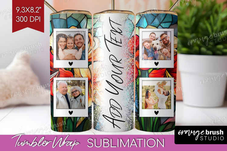 Stained Glass Photo Tumbler PNG - Flowers Picture Tumbler