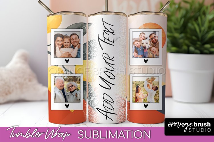 Photo Tumbler Wrap, Boho Family Frame Tumbler Sublimation example image 1
