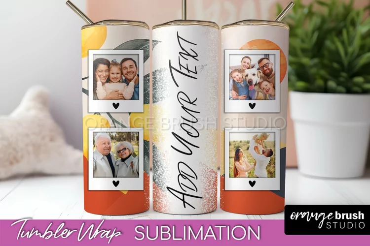 Photo Tumbler Wrap, Boho Family Frame Tumbler Sublimation