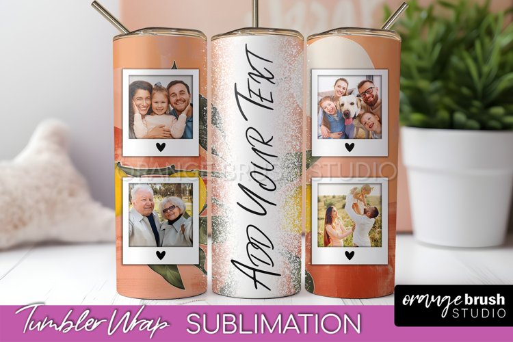 Photo Tumbler Wrap, Boho Family Frame Tumbler Sublimation example image 1