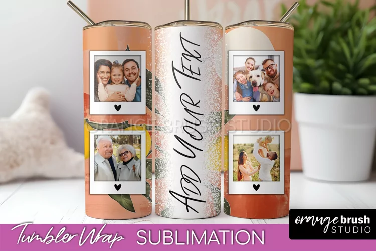 Photo Tumbler Wrap, Boho Family Frame Tumbler Sublimation