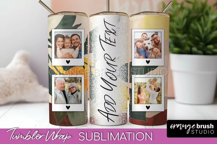 Photo Tumbler Wrap, Boho Family Frame Tumbler Sublimation