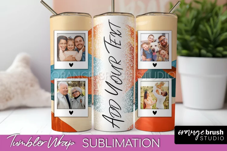 Photo Tumbler Wrap, Boho Family Frame Tumbler Sublimation