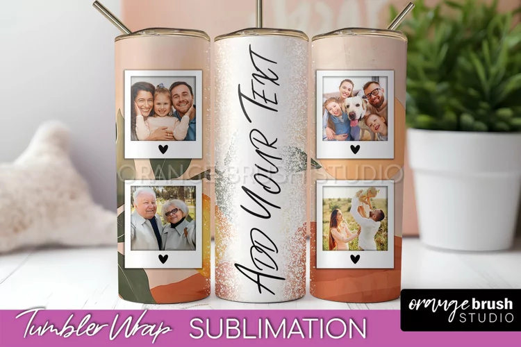 Photo Tumbler Wrap, Boho Family Frame Tumbler Sublimation