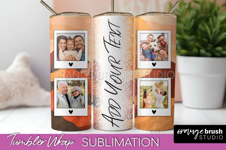 Photo Tumbler Wrap, Boho Family Frame Tumbler Sublimation