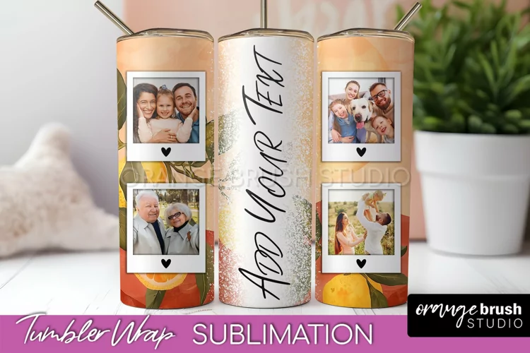 Photo Tumbler Wrap, Boho Family Frame Tumbler Sublimation