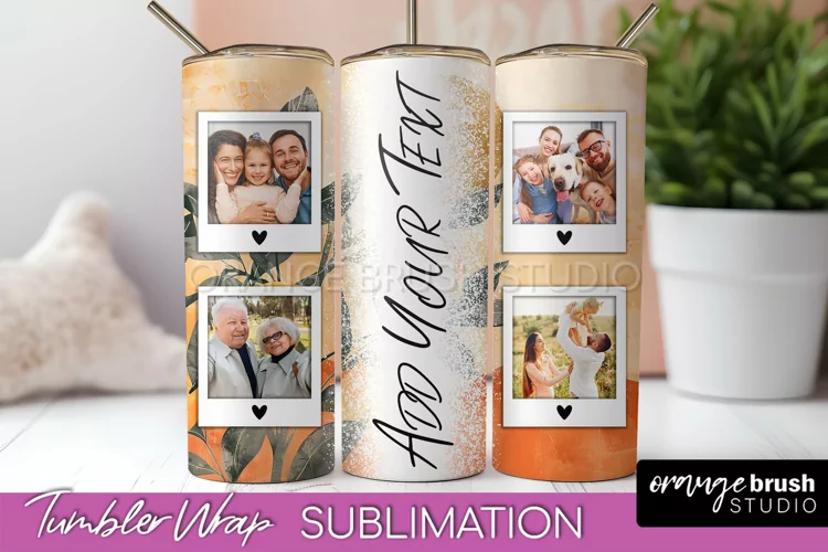 Photo Tumbler Wrap, Boho Family Frame Tumbler Sublimation