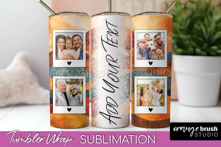 Photo Tumbler Wrap, Boho Family Frame Tumbler Sublimation