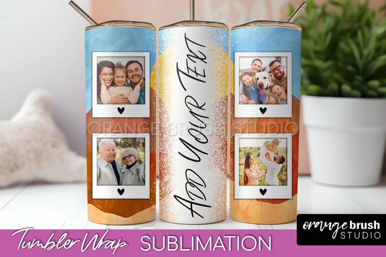 Photo Tumbler Wrap, Boho Family Frame Tumbler Sublimation