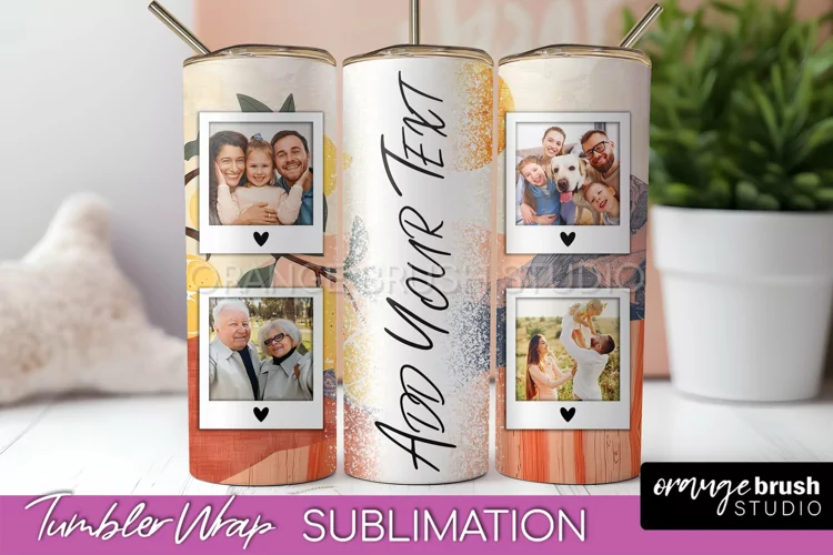 Photo Tumbler Wrap, Boho Family Frame Tumbler Sublimation