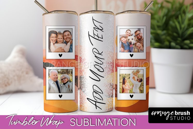 Photo Tumbler Wrap, Boho Family Frame Tumbler Sublimation example image 1