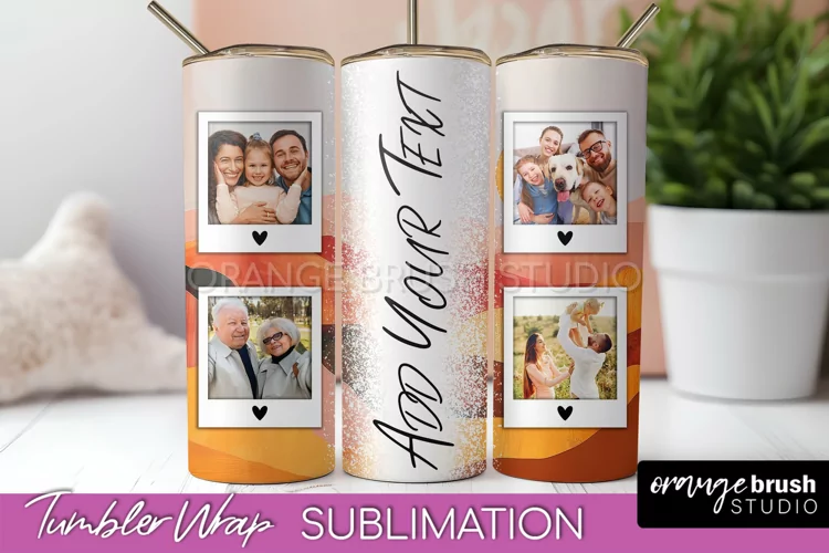 Photo Tumbler Wrap, Boho Family Frame Tumbler Sublimation