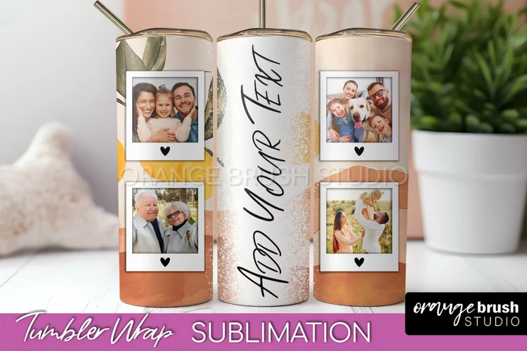 Photo Tumbler Wrap, Boho Family Frame Tumbler Sublimation