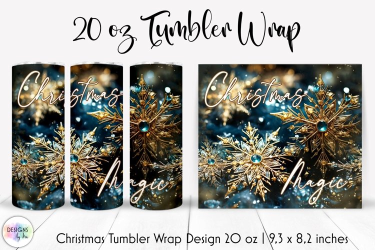 Christmas Magic Tumbler Wrap with Shimmering Snowflakes