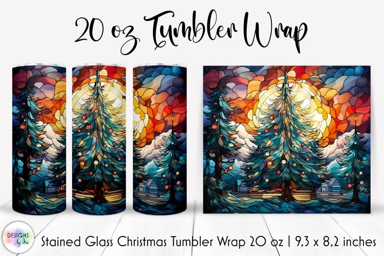 Stained Glass Christmas Tree Tumbler Wrap | Christmas Tree