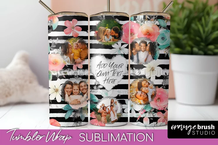 Photo Tumbler Wrap, Floral Picture Frame Tumbler Sublimation