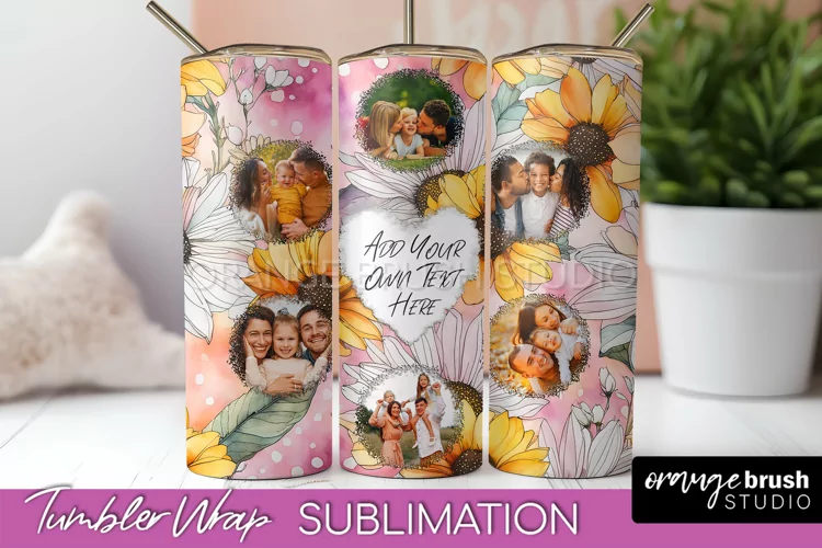 Photo Tumbler Wrap, Floral Picture Frame Tumbler Sublimation