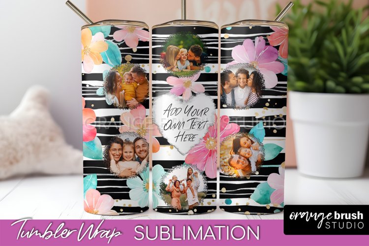 Photo Tumbler Wrap, Floral Picture Frame Tumbler Sublimation example image 1
