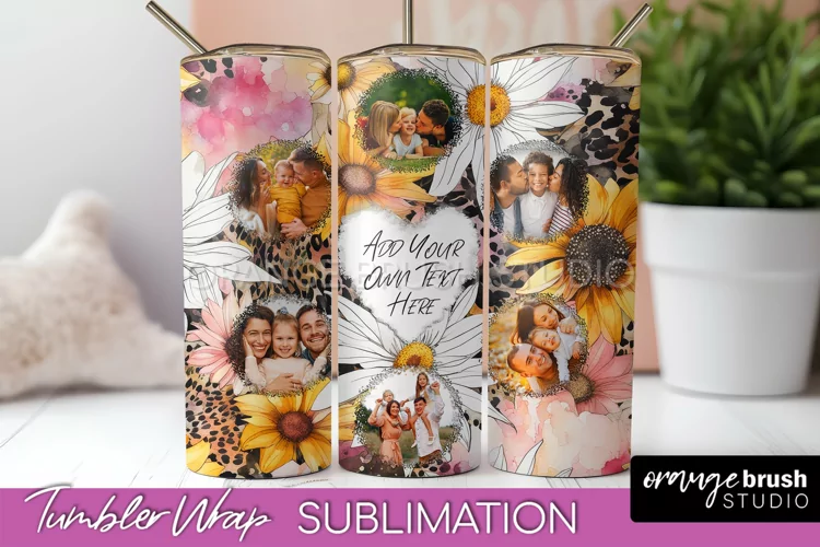 Photo Tumbler Wrap, Floral Picture Frame Tumbler Sublimation