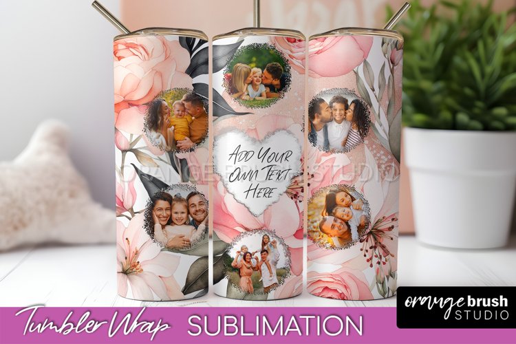 Photo Tumbler Wrap, Floral Picture Frame Tumbler Sublimation