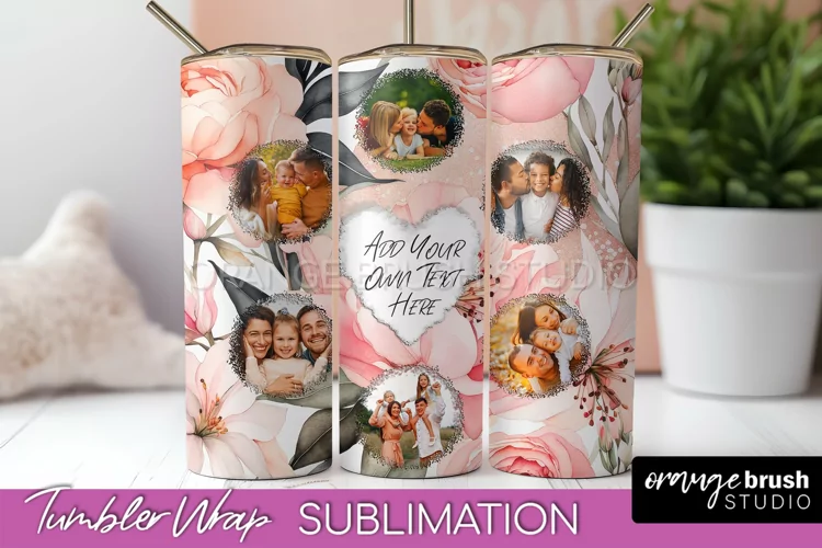 Photo Tumbler Wrap, Floral Picture Frame Tumbler Sublimation