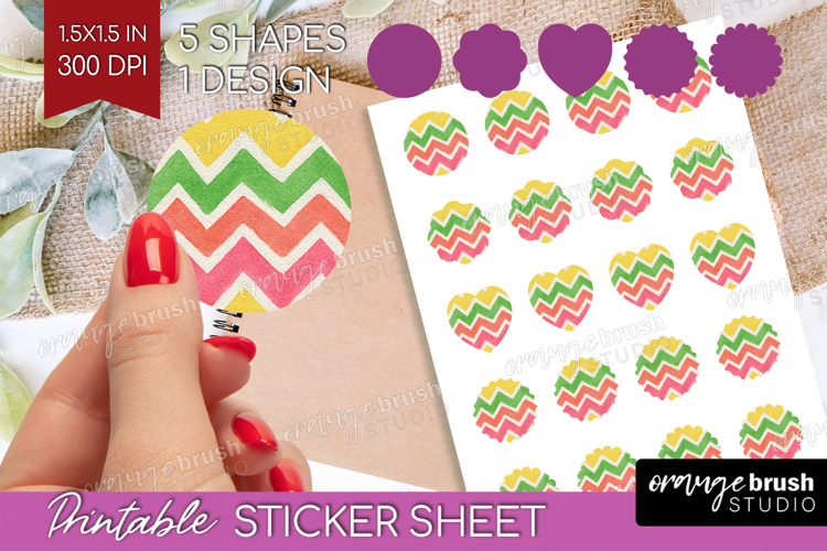 Abstract Fruit Round Sticker - Tutti Frutti Printable Sheet