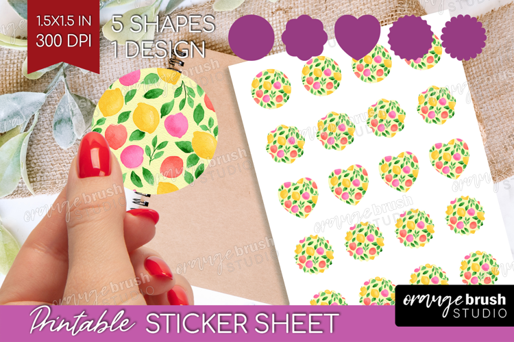 Abstract Fruit Round Sticker - Tutti Frutti Printable Sheet