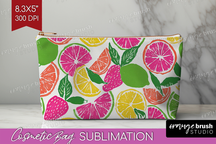 Abstract Fruit Cosmetic Bag - Tutti Frutti Makeup Bag PNG