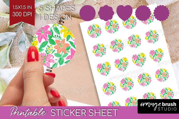 Abstract Fruit Round Sticker - Tutti Frutti Printable Sheet