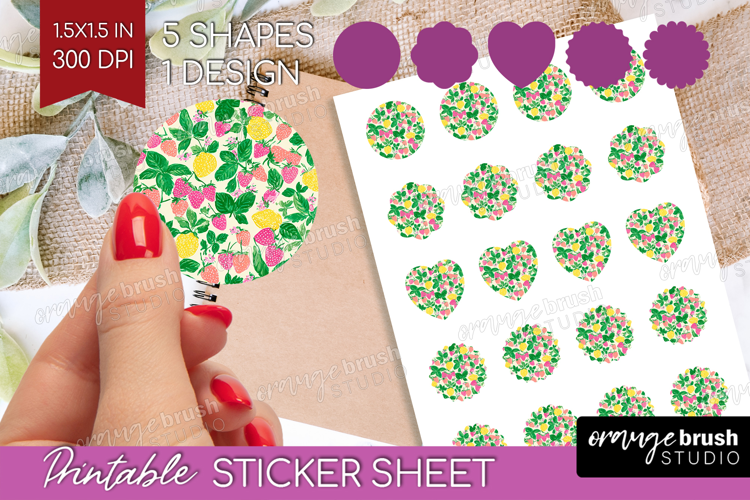 Abstract Fruit Round Sticker - Tutti Frutti Printable Sheet