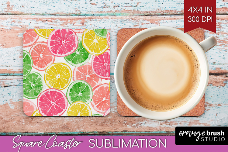 Abstract Fruit Square Coaster - Tutti Frutti Coaster PNG
