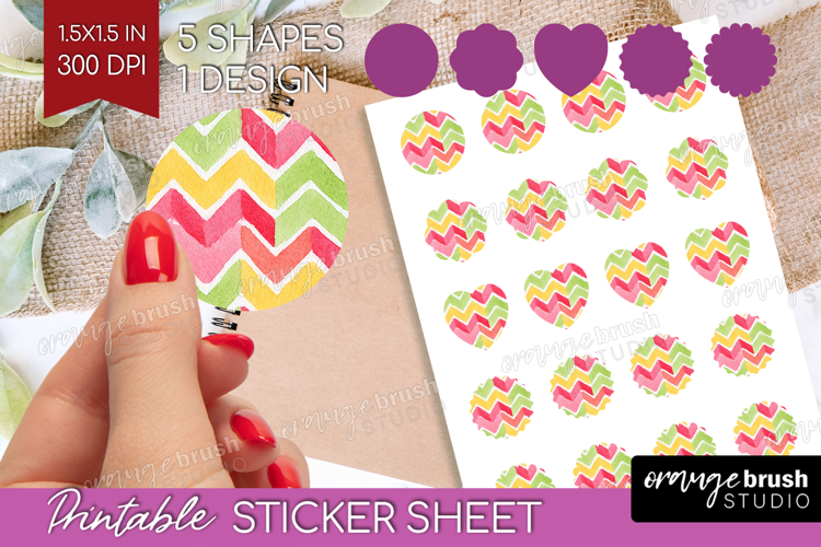 Abstract Fruit Round Sticker - Tutti Frutti Printable Sheet