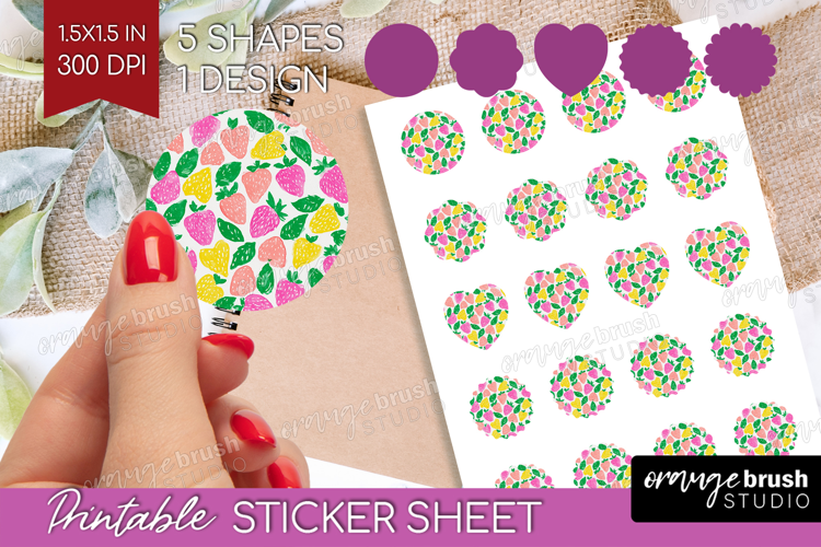 Abstract Fruit Round Sticker - Tutti Frutti Printable Sheet