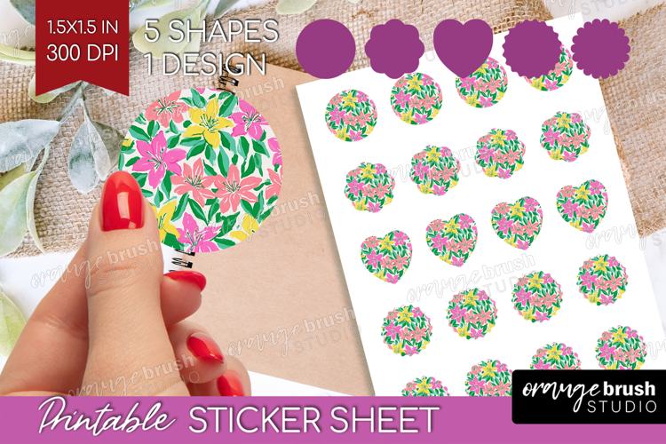 Abstract Fruit Round Sticker - Tutti Frutti Printable Sheet
