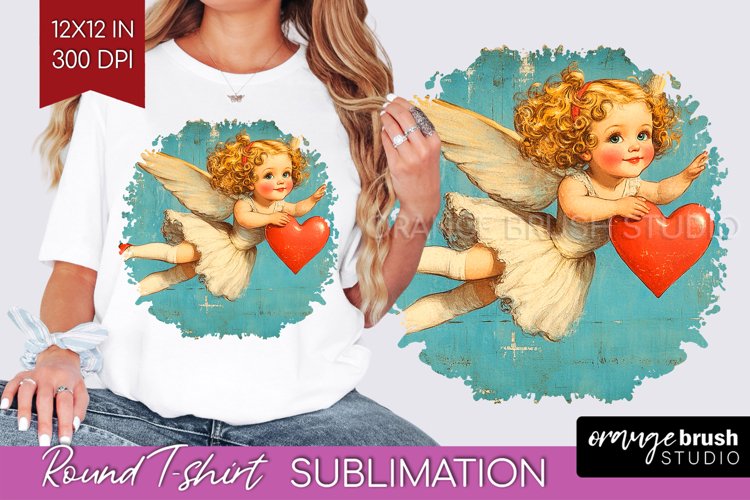 Valentine Angel Round Tshirt Background - Cupid PNG