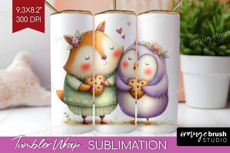 Couple Animals Tumbler Wrap - Valentines Day Tumbler PNG