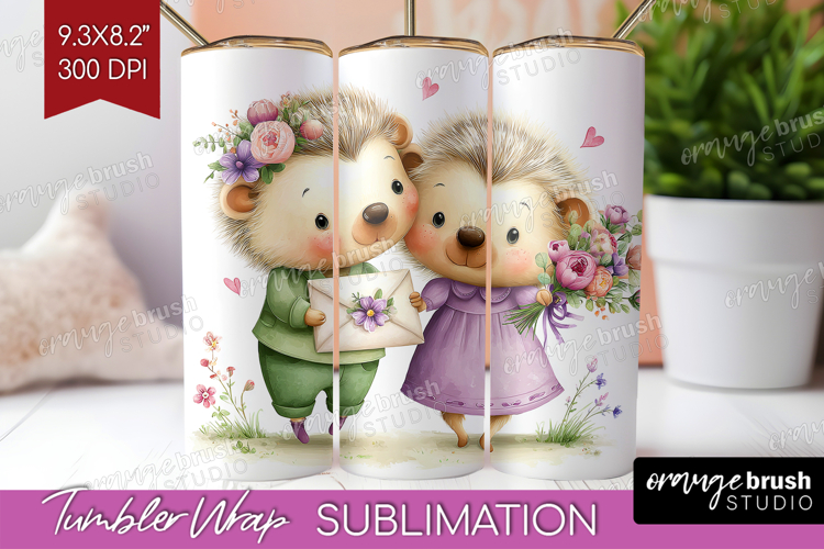 Couple Animals Tumbler Wrap - Valentines Day Tumbler PNG