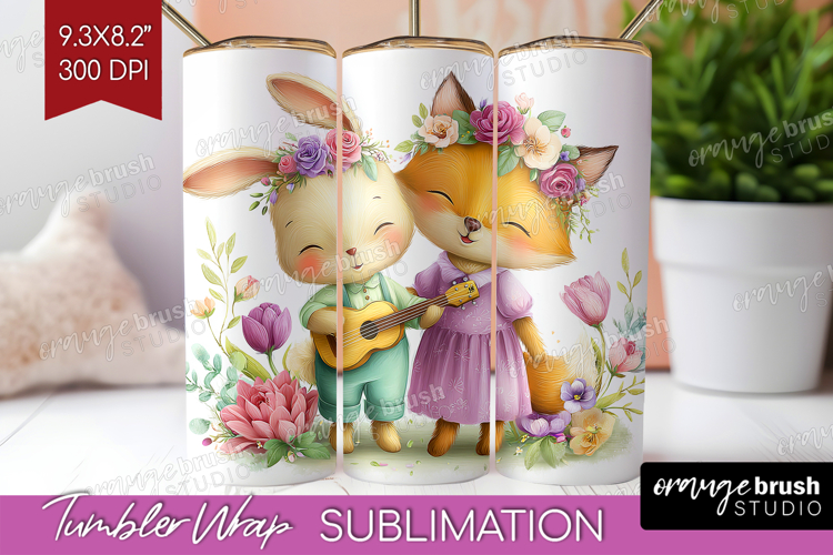 Couple Animals Tumbler Wrap - Valentines Day Tumbler PNG